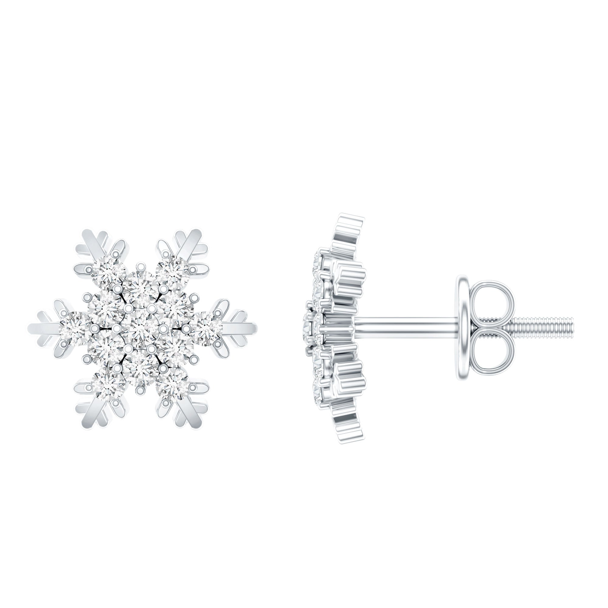 Certified Moissanite Winter Snowflake Stud Earrings