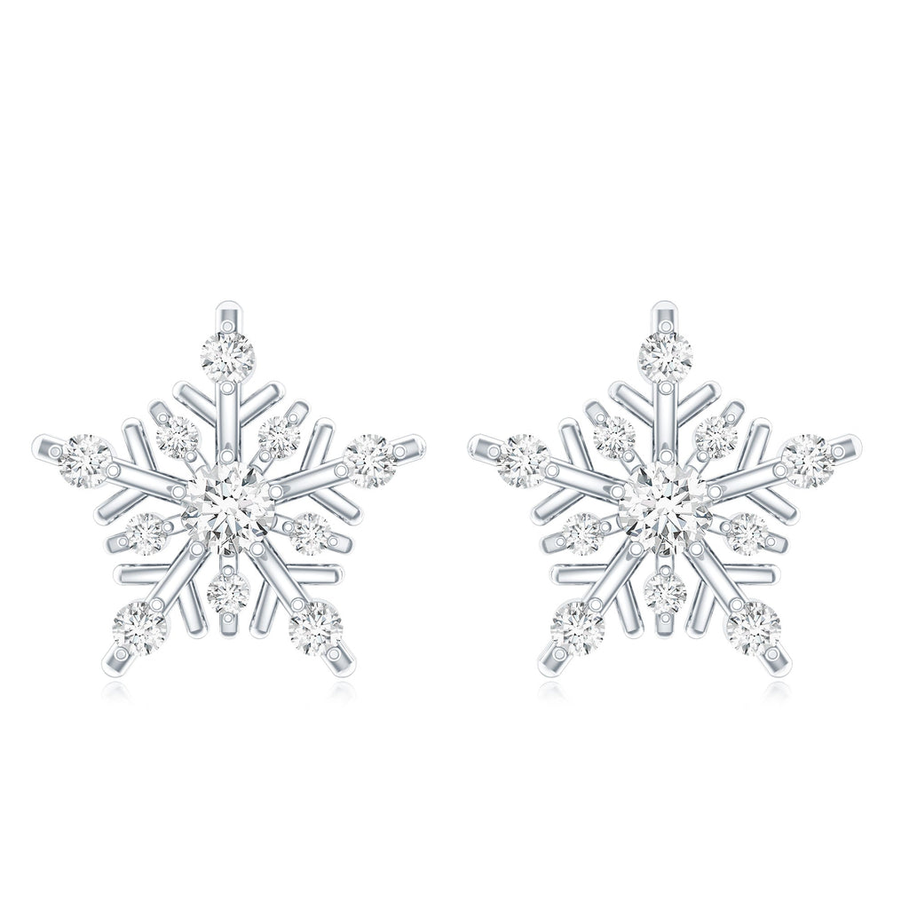 Certified Moissanite Snowflake Stud Earrings for Women