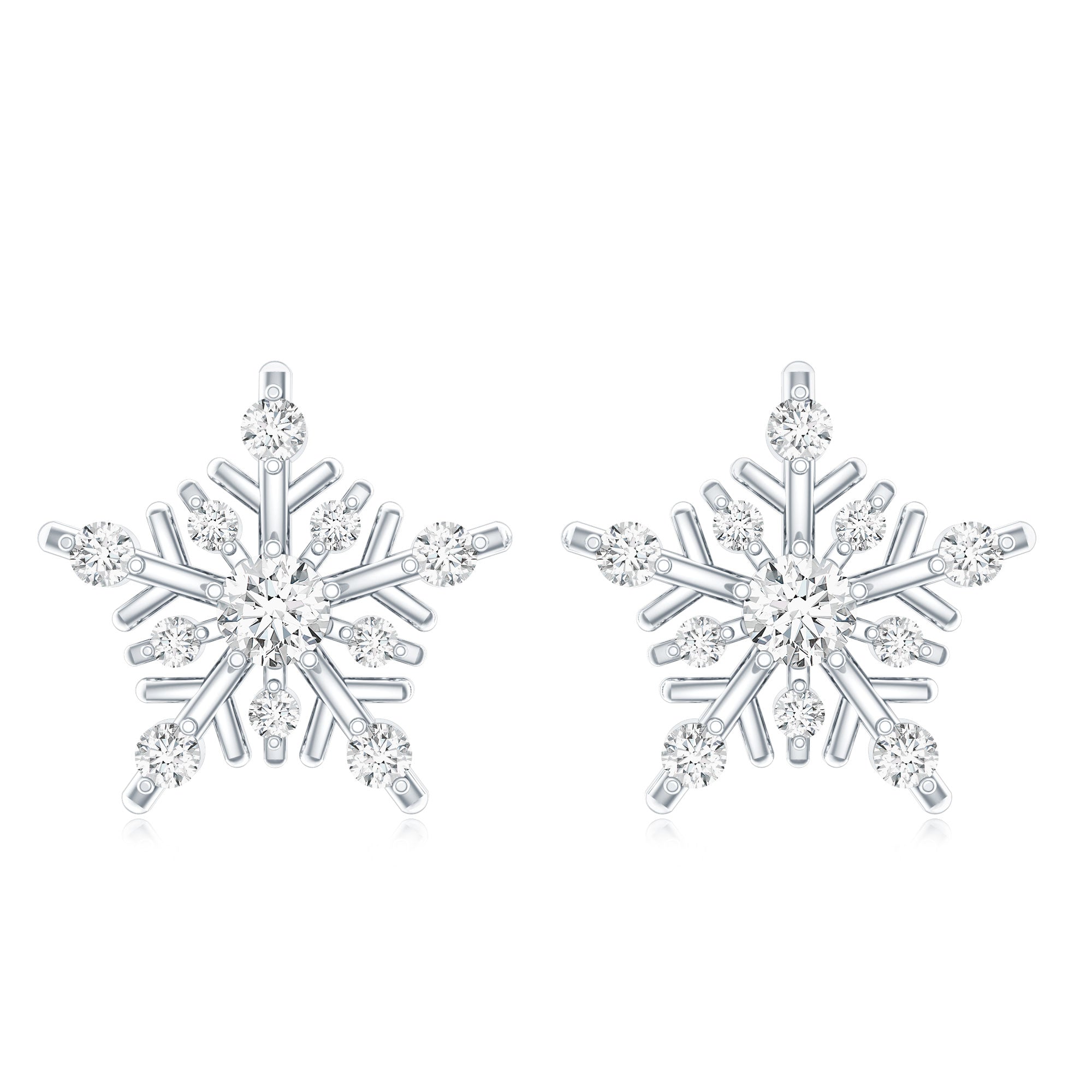 Certified Moissanite Snowflake Stud Earrings for Women