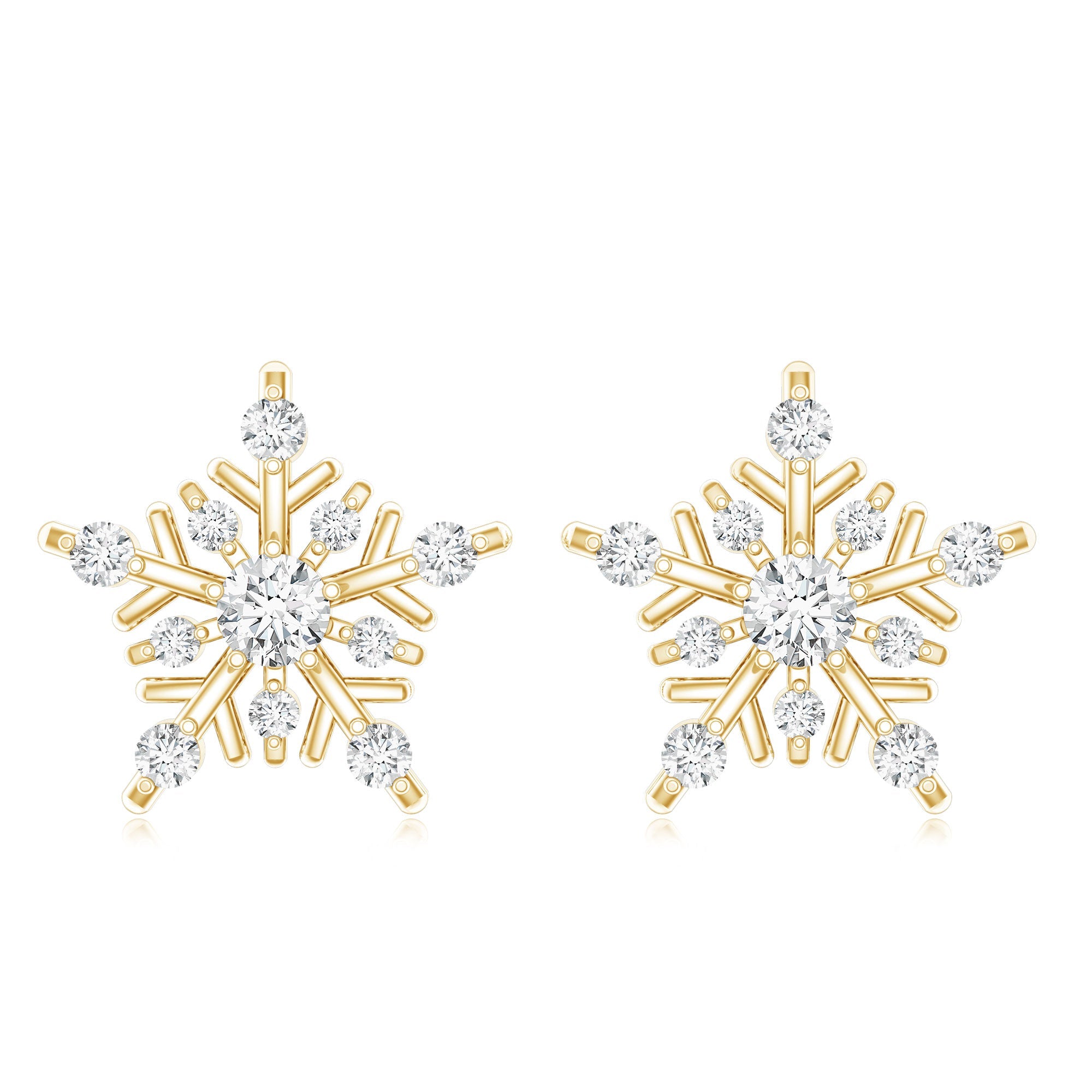 Certified Moissanite Snowflake Stud Earrings for Women