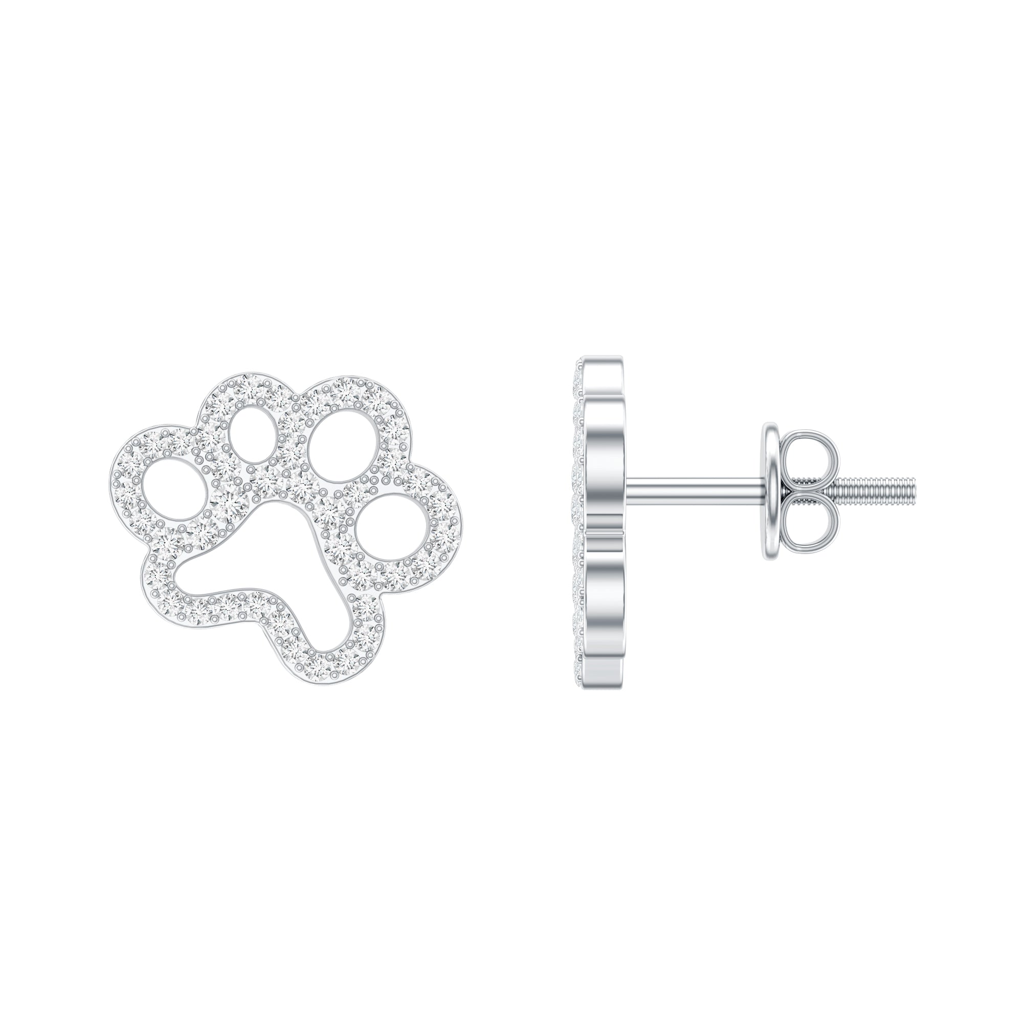 Moissanite Paw Print Earrings With Certificate