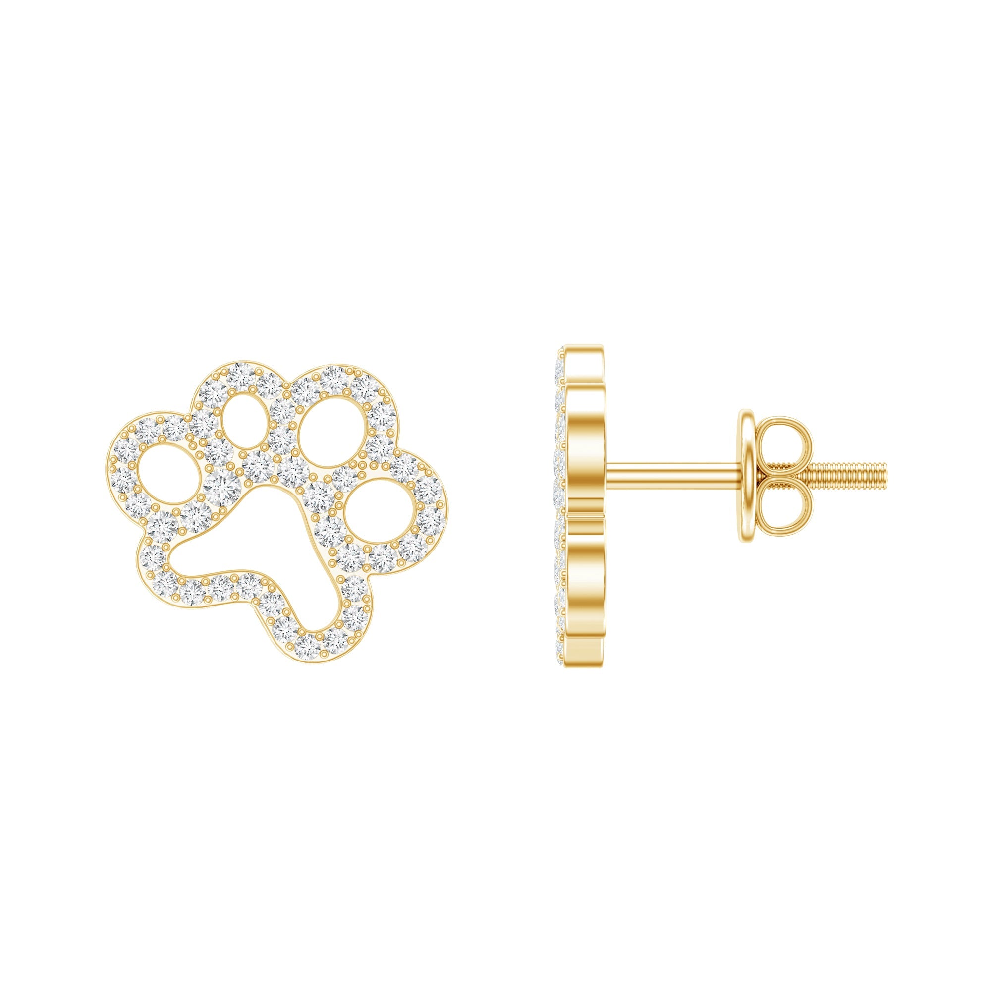 Moissanite Paw Print Earrings With Certificate