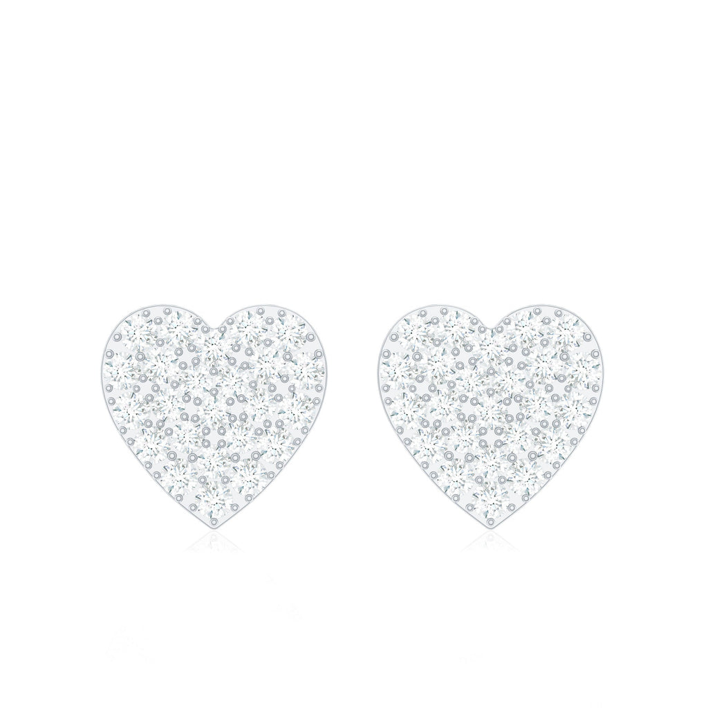 Natural Diamond Heart Stud Earrings for Women