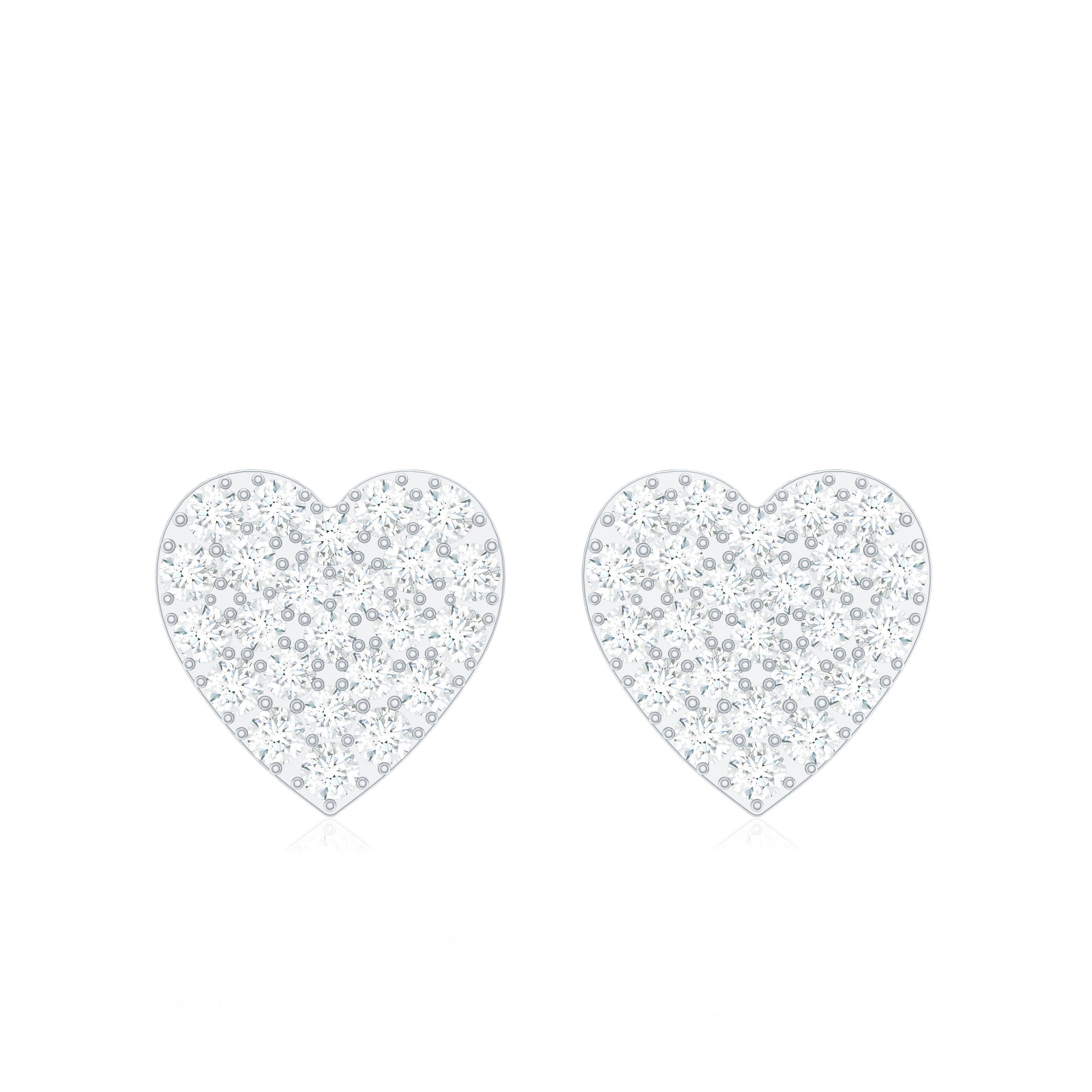 Natural Diamond Heart Stud Earrings for Women