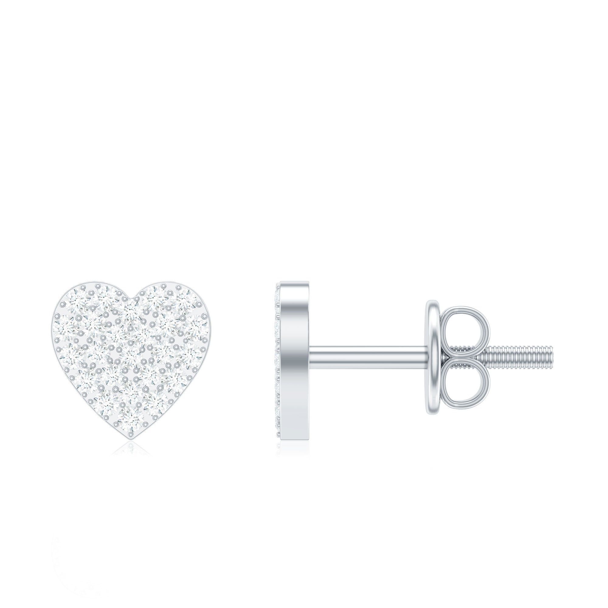 Natural Diamond Heart Stud Earrings for Women