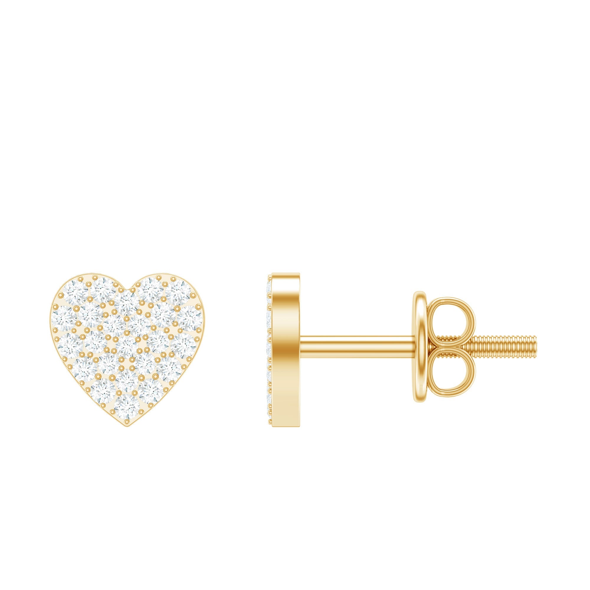 Natural Diamond Heart Stud Earrings for Women