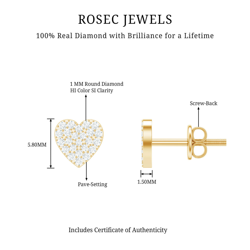 Natural Diamond Heart Stud Earrings for Women