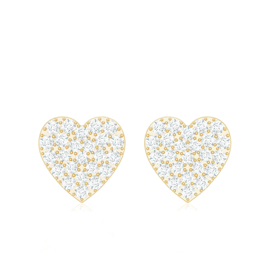 Natural Diamond Heart Stud Earrings for Women