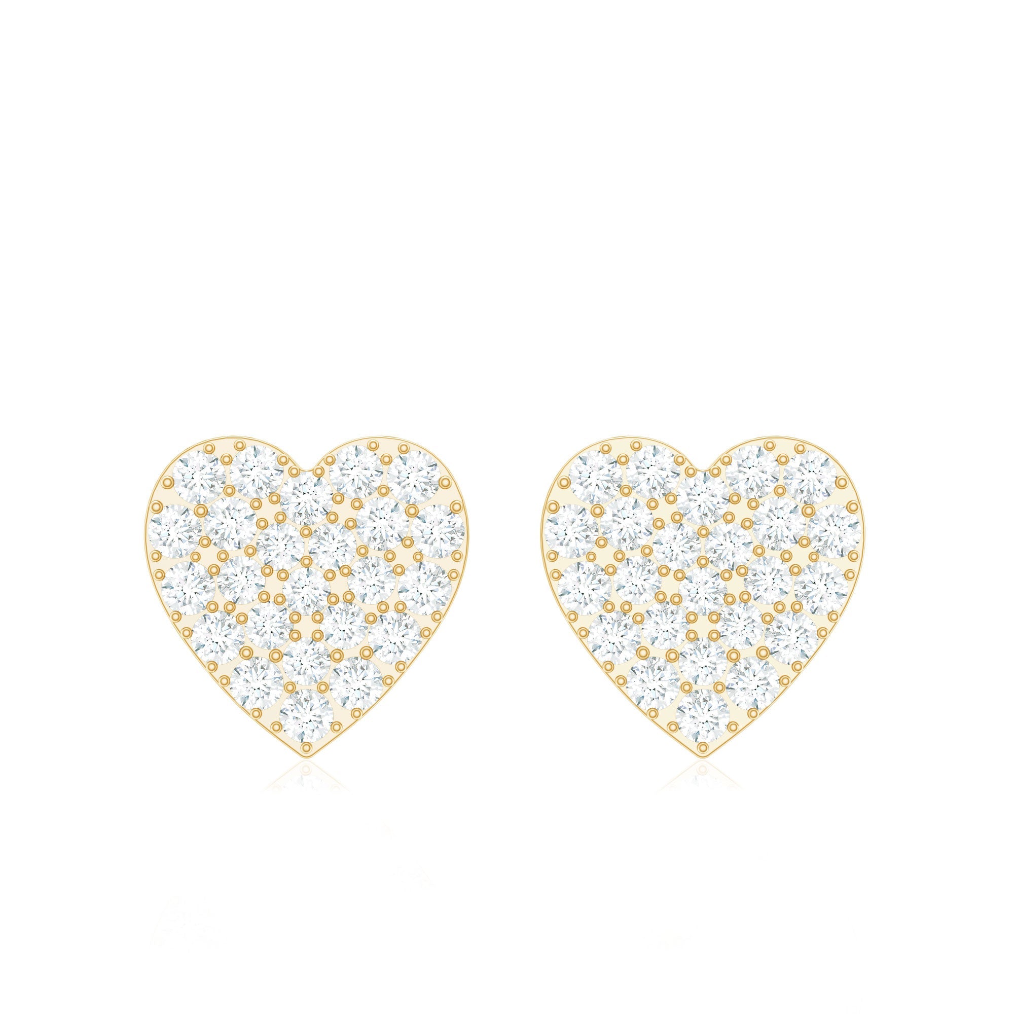 Natural Diamond Heart Stud Earrings for Women