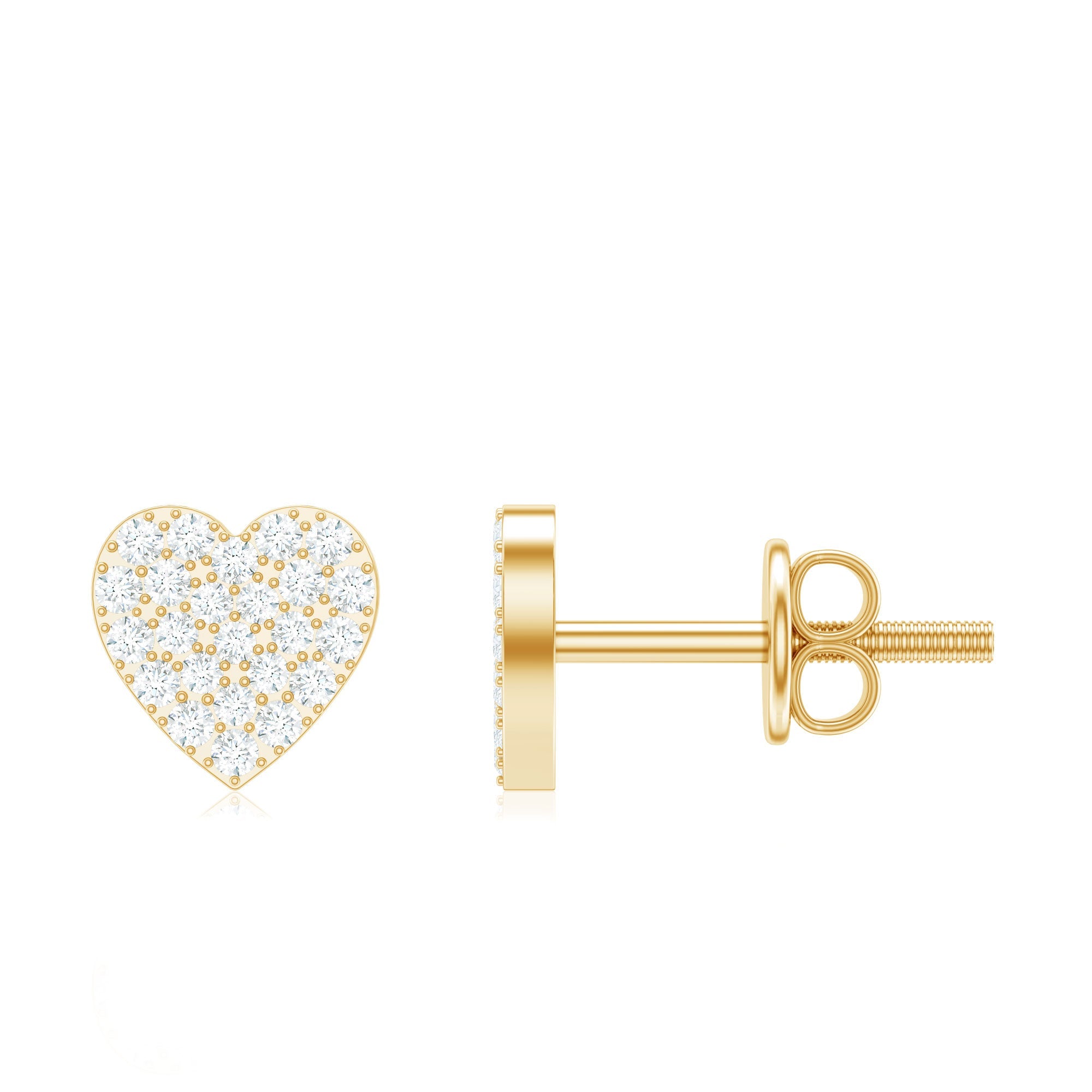 Natural Diamond Heart Stud Earrings for Women