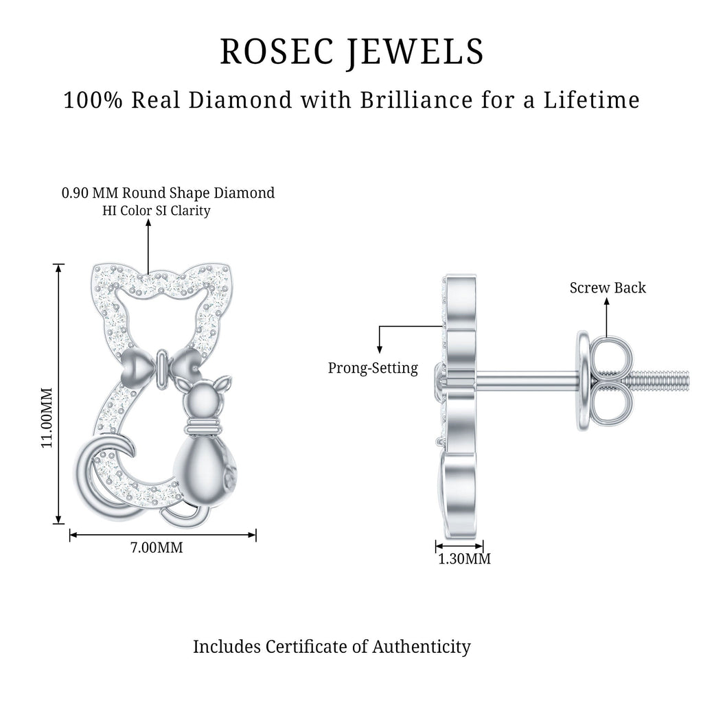 Certified Diamond Cat Stud Earrings