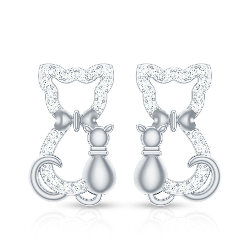 Certified Diamond Cat Stud Earrings