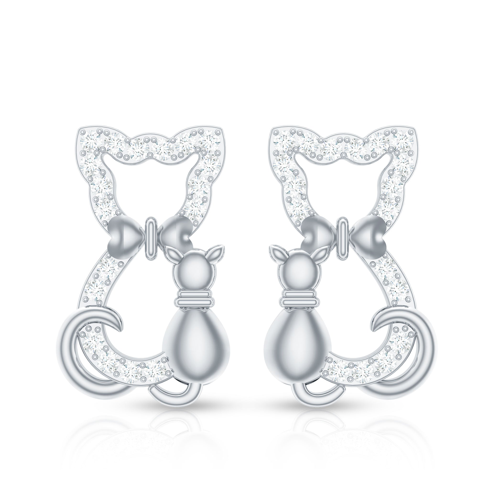 Certified Diamond Cat Stud Earrings
