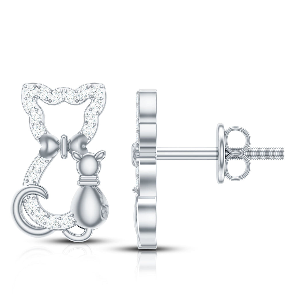 Certified Diamond Cat Stud Earrings