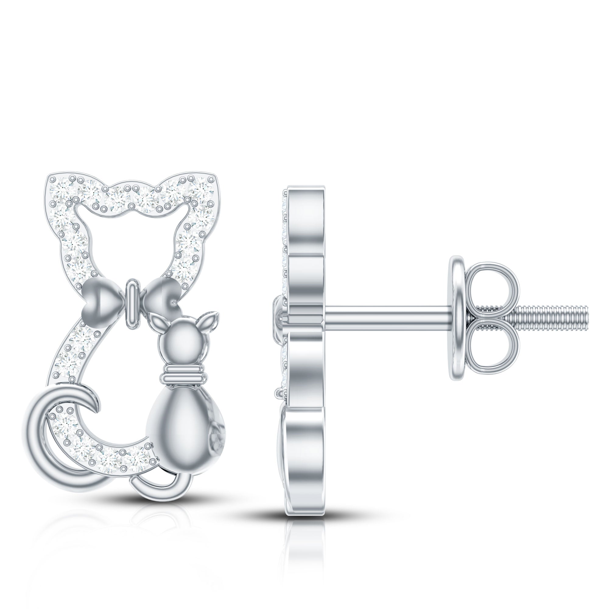Certified Diamond Cat Stud Earrings