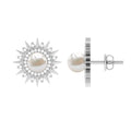 Cultured Freshwater Pearl Diamond Sunburst Earrings
