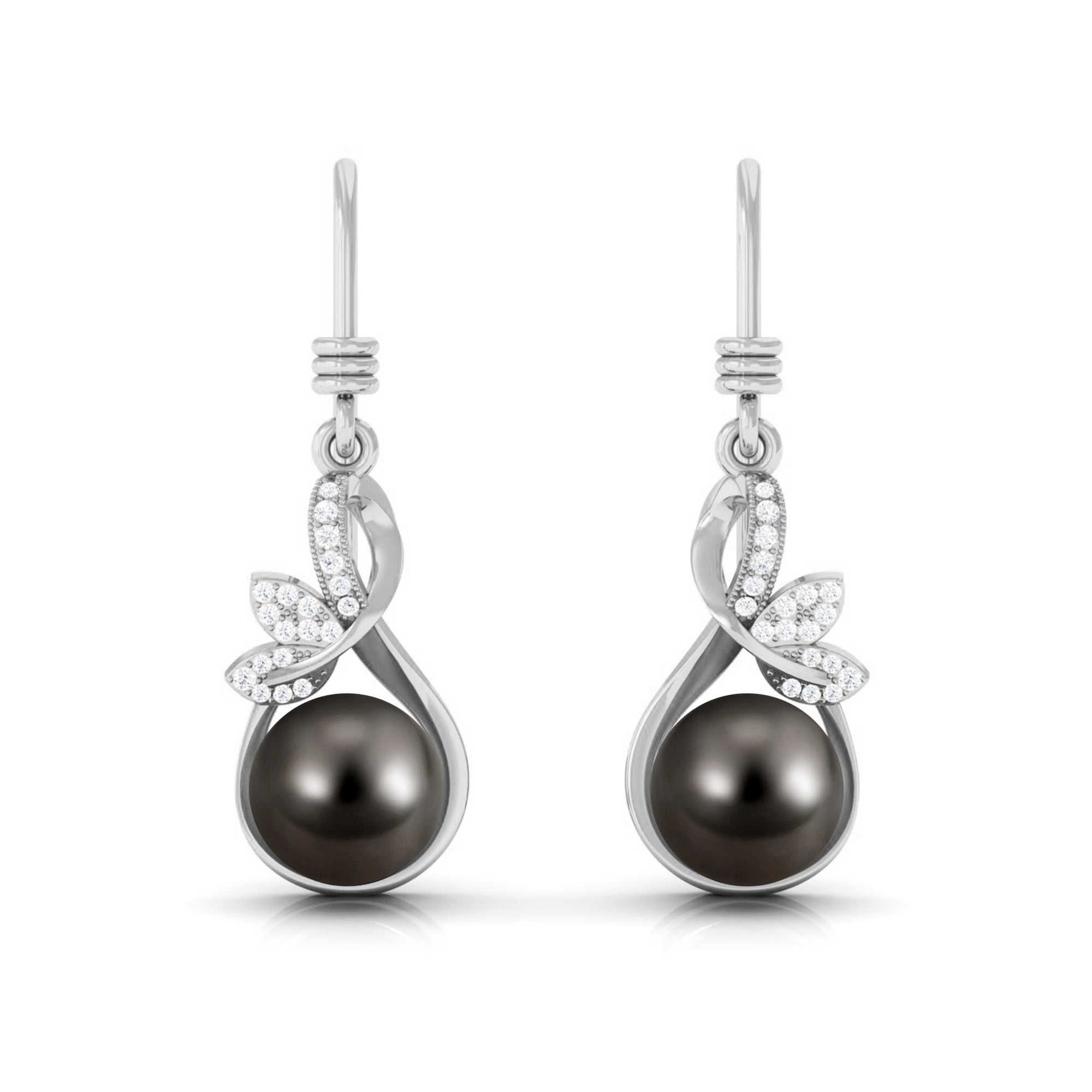 Designer 15 Carat Tahitian Pearl Drop Earrings with Diamond