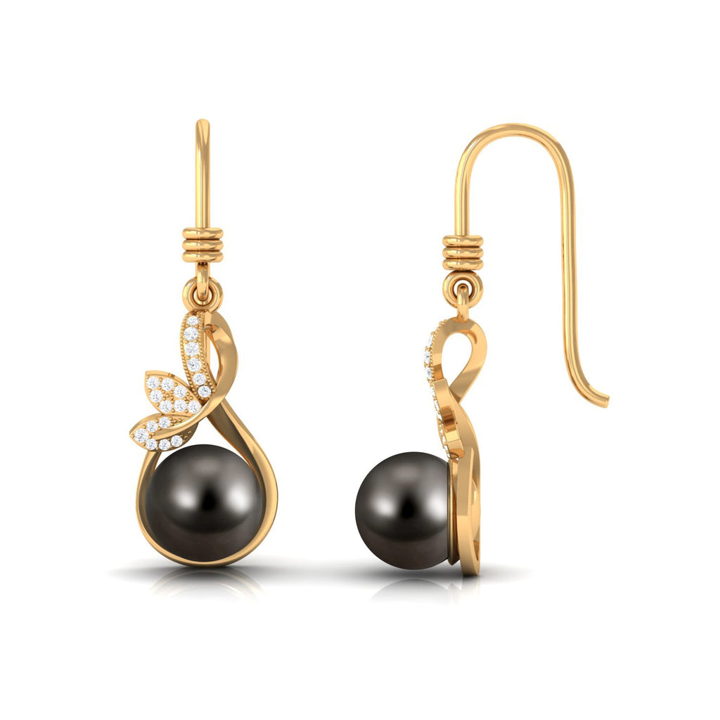 Designer 15 Carat Tahitian Pearl Drop Earrings with Diamond