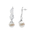 Designer Freshwater Pearl Bridal Dangle Earrings with Diamond