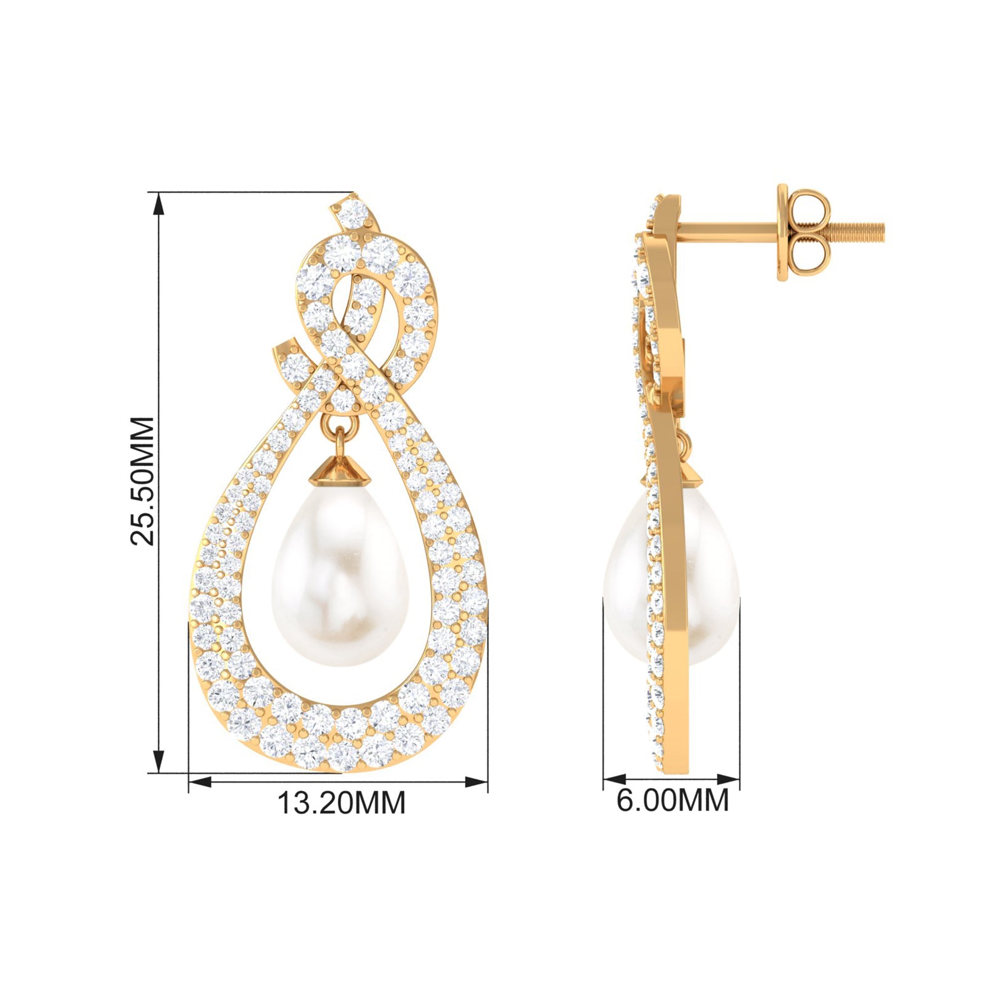 Genuine Freshwater Pearl Teardrop Earrings for Bride