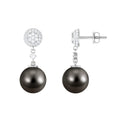 Cultured 16 Carat Tahitian Pearl Drop Earrings with Diamond