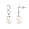 12 Carat Freshwater Pearl Designer Drop Earrings with Diamond