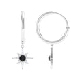 Lab Created Black and White Diamond Sunburst Hoop Earrings