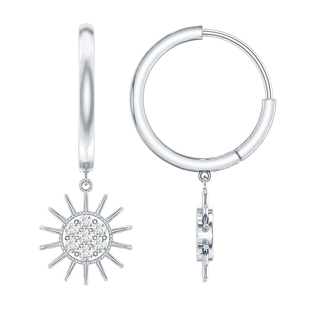 Certified Diamond Sunburst Hoop Earrings