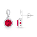 Lab Created Ruby and Diamond Infinity Stud Earrings with Halo