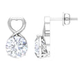 1.9 Carat Round Shape Solitaire Moissanite Heart Stud Earrings