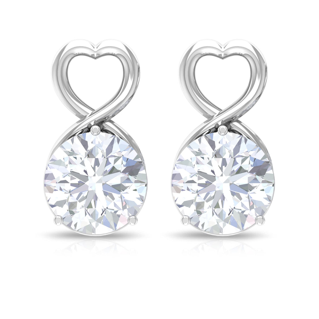 1.9 Carat Round Shape Solitaire Moissanite Heart Stud Earrings