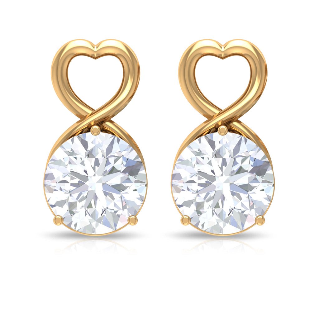 1.9 Carat Round Shape Solitaire Moissanite Heart Stud Earrings