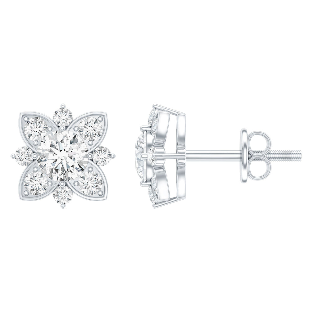 Certified Moissanite Floral Stud Earrings