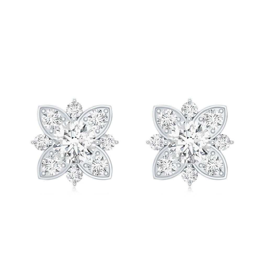 Certified Moissanite Floral Stud Earrings