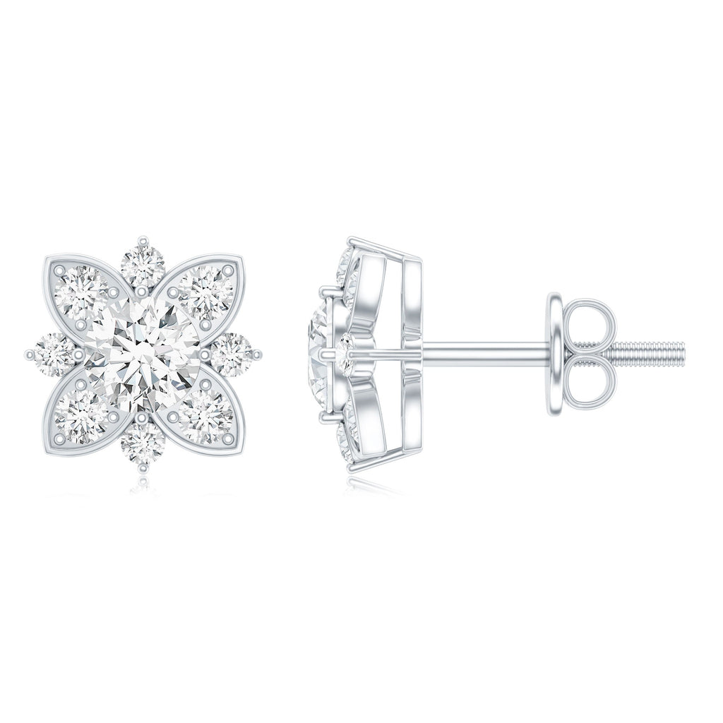 Certified Moissanite Floral Stud Earrings