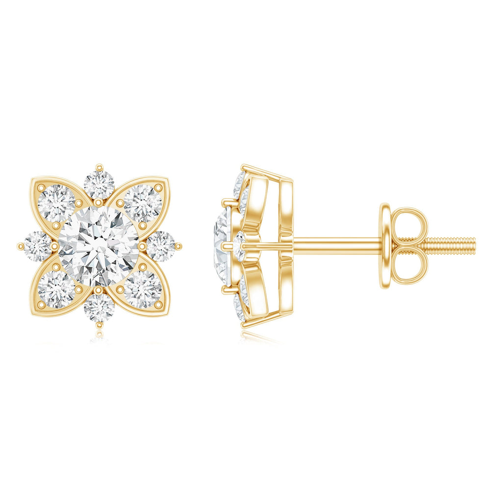Certified Moissanite Floral Stud Earrings