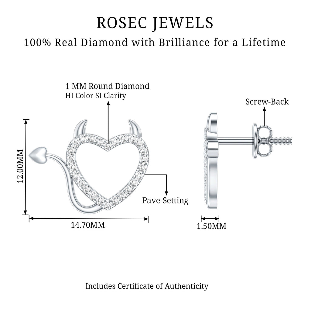 Round Diamond Devil Heart Earrings