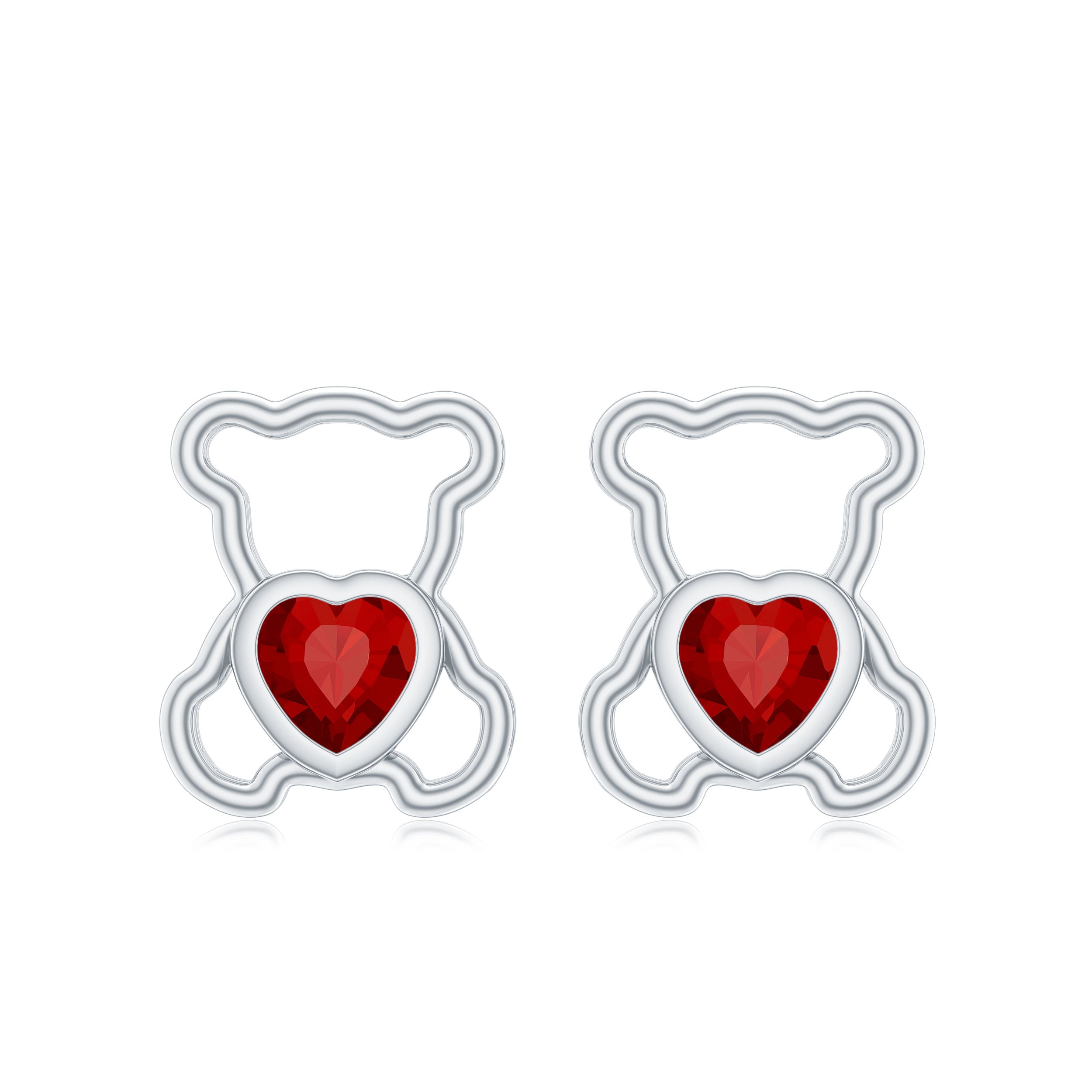 Certified Lab Created Ruby Teddy Bear Stud Earrings