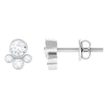 Bezel Set Real Diamond Cluster Stud Earrings with Screw Back
