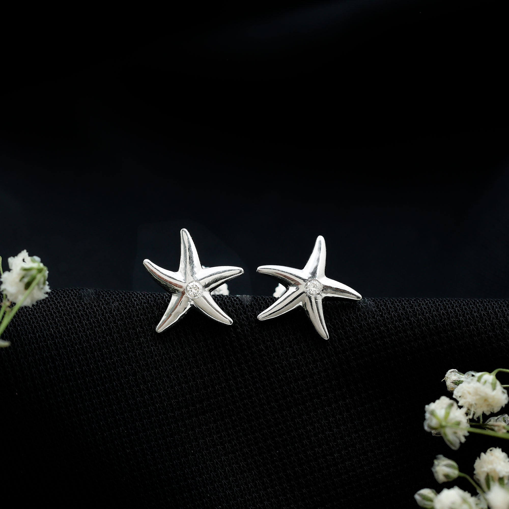 Diamond Starfish Stud Earrings for Women