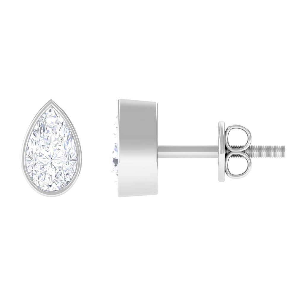 Pear Cut Natural Diamond Solitaire Stud Earrings
