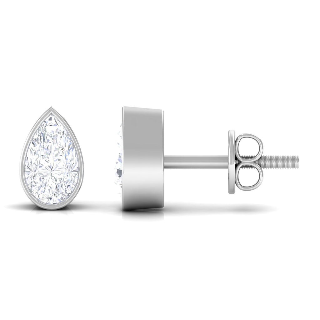 Pear Cut Natural Diamond Solitaire Stud Earrings