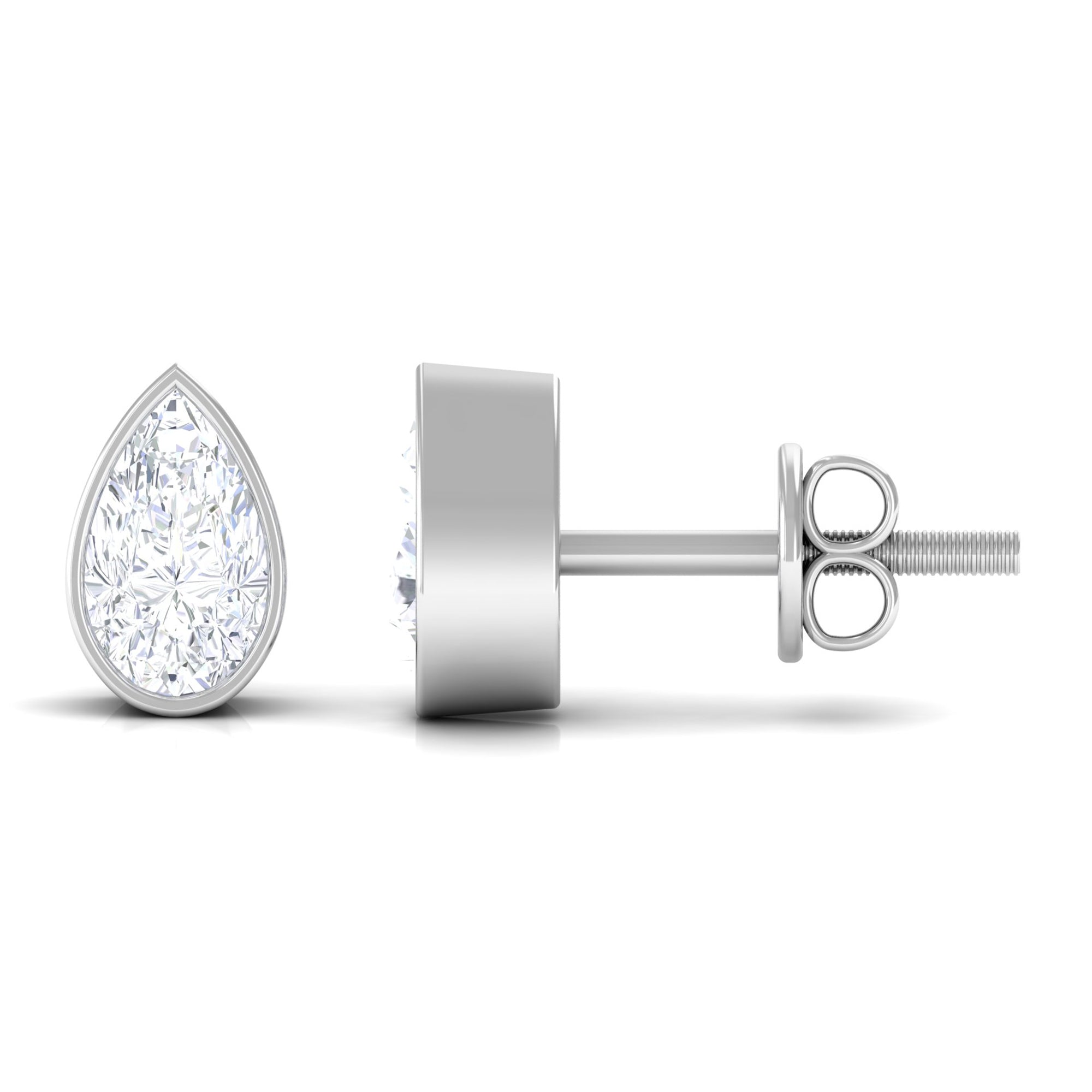 Pear Cut Natural Diamond Solitaire Stud Earrings