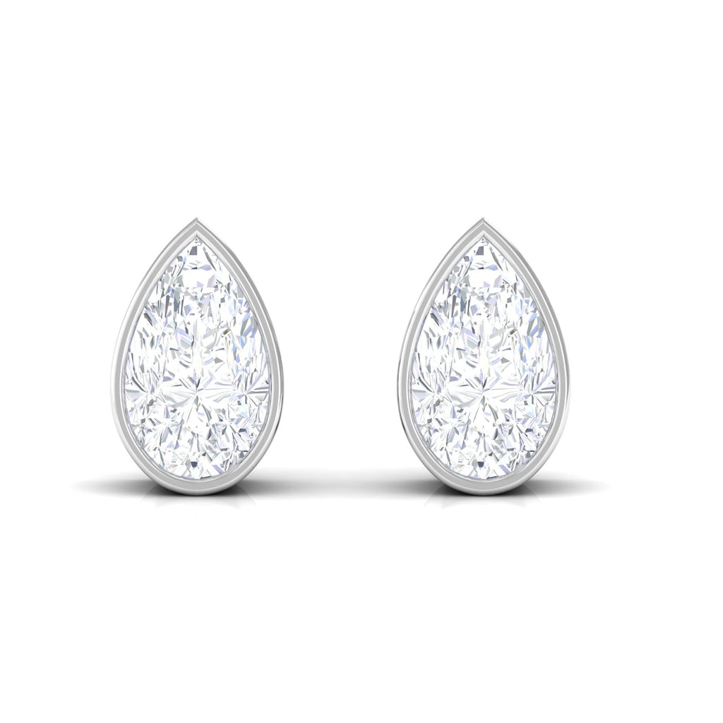 Pear Cut Natural Diamond Solitaire Stud Earrings