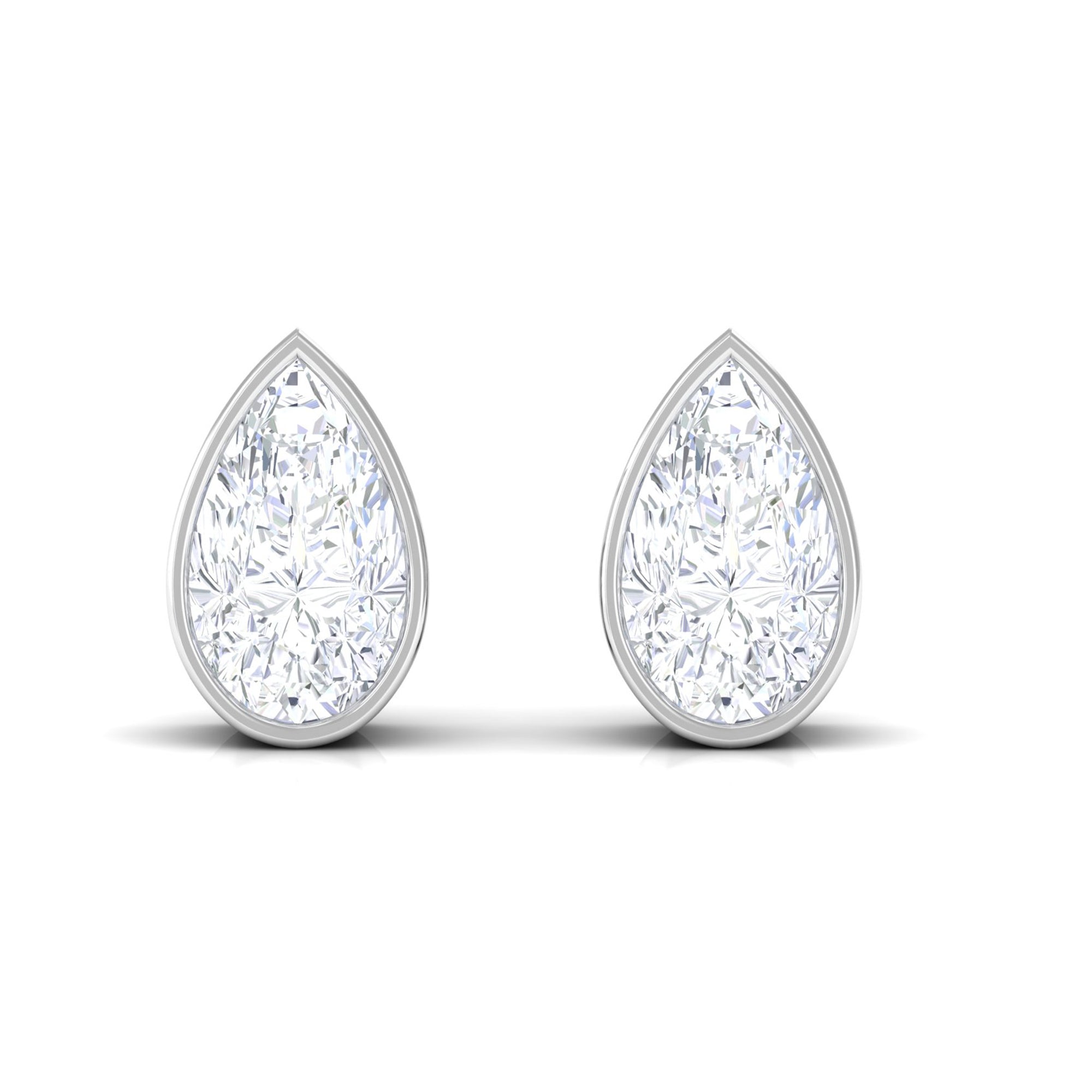 Pear Cut Natural Diamond Solitaire Stud Earrings