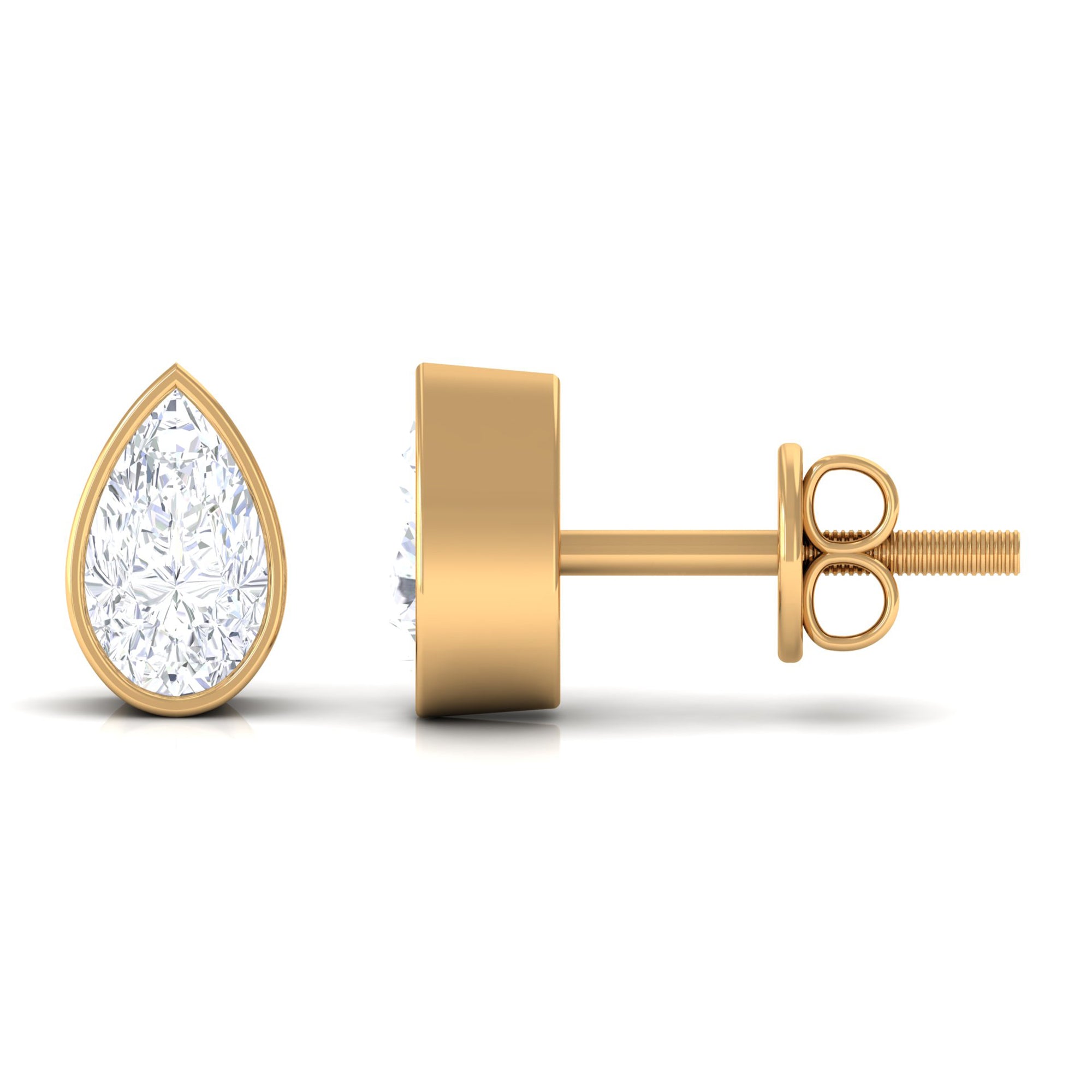 Pear Cut Natural Diamond Solitaire Stud Earrings