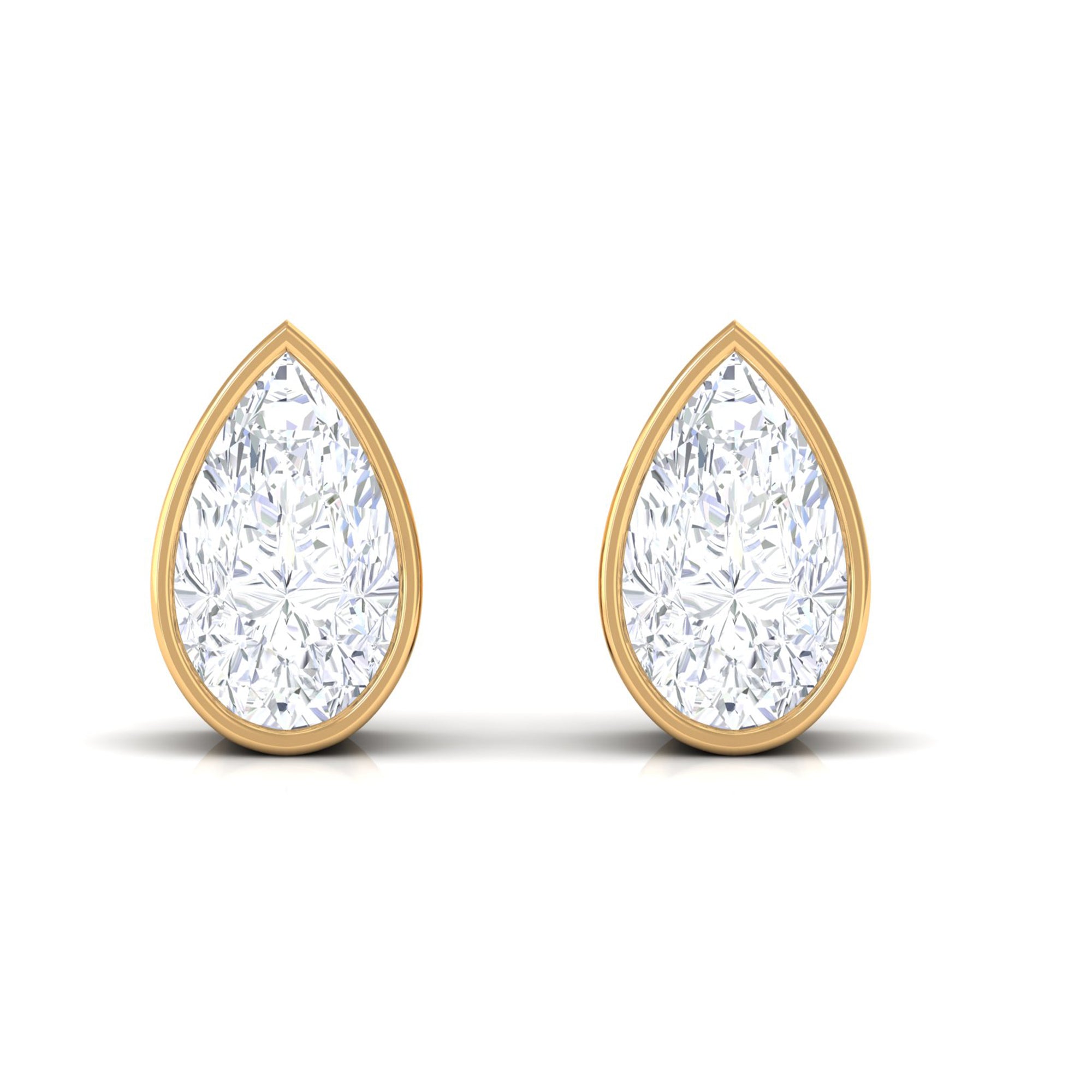 Pear Cut Natural Diamond Solitaire Stud Earrings