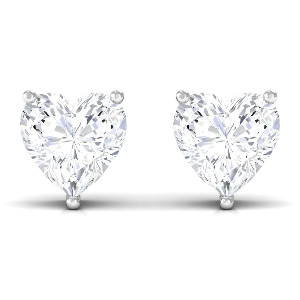 Certified Real Diamond Heart Shaped Earrings with Screw Back