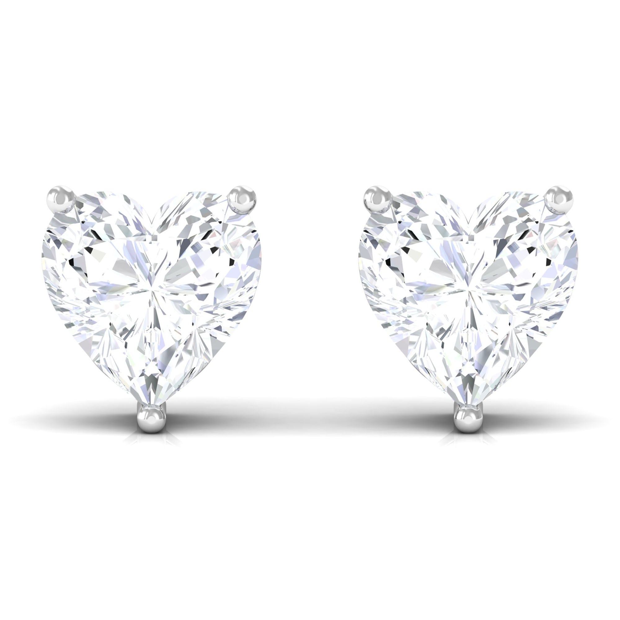 Certified Real Diamond Heart Shaped Earrings with Screw Back