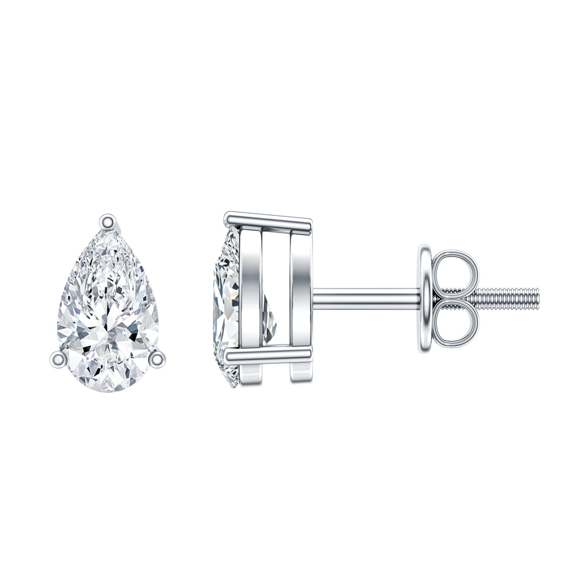 Pear Cut Diamond Solitaire Stud Earrings